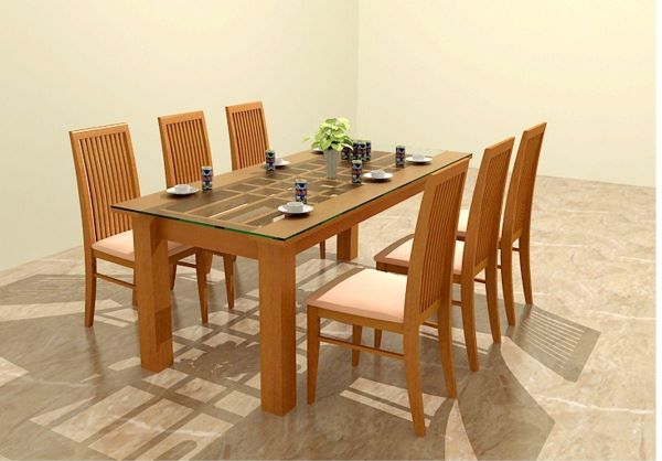 Bộ bàn ghế ăn bằng gỗ đẹp và hiện đại 6 ghế