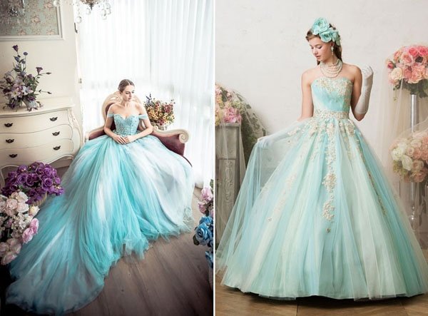 Ý nghĩa váy cưới đẹp màu xanh