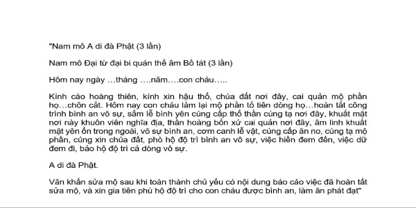 Văn khấn xây sửa mộ phần