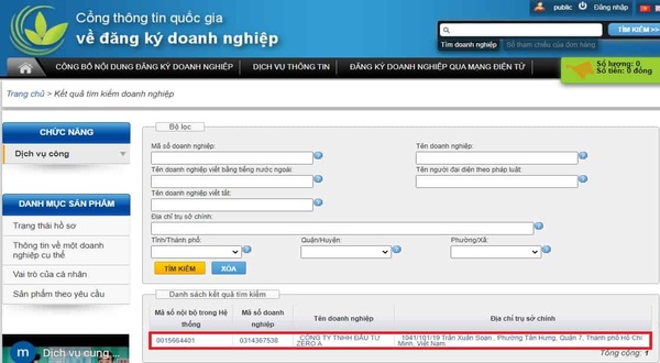 Tra cứu thông tin doanh nghiệp